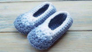 Crochet How To  Crochet Simple Newborn Baby Booties [upl. by Palestine]