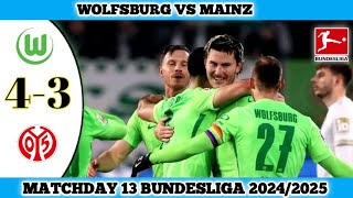 WOLFSBURG VS MAINZ  43  Matchday 13 Bundesliga 202425 [upl. by Rugg]