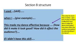 Exam tips Performance Skills GCSE Dance Section B Revision [upl. by Nnylsaj]