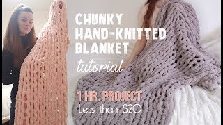 Easiest Method to Knit a Chunky Blanket at Home [upl. by Edrahc199]