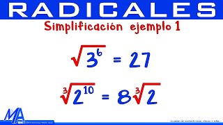 Simplificación de radicales  Ejemplo 1 [upl. by Nataline519]