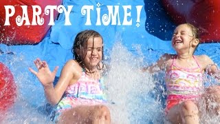 Backyard Bounce House and Water Slide  Crazy8Family [upl. by Yerak]