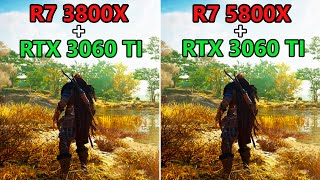 Ryzen 7 3800X vs Ryzen 7 5800X  RTX 3060 TI  10 Games tested on 1080p [upl. by Enialb]