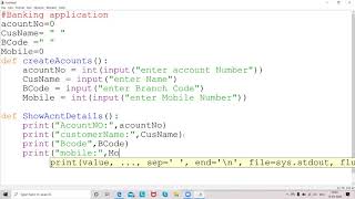 Python Function  Banking Application Program [upl. by Ameen]