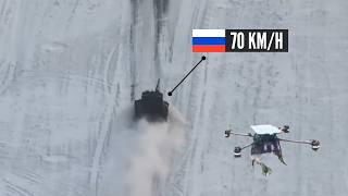 Russian tank reaches top speed to evade an FPV drone but the drone is much faster [upl. by Swisher]