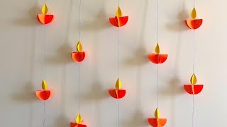 Paper Diya  DIY PAPER DIYA WALL HANGING  easy Diwali decor ideas  home decor ideas  Craft Ideas [upl. by Homans]