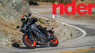 2021 Yamaha MT09 Review  Rider Magazine [upl. by Anneirda483]