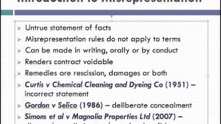 Misrepresentation Lecture 1 of 4 [upl. by Legin]