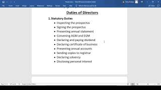 Powers Duties and Liabilities of Directors  Lecture [upl. by Aynnat]