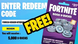 FREE 5000 VBUCKS GIFT CARD REDEEM CODE GLITCH [upl. by Ecylla446]