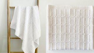 Crochet Windowpane Puff Baby Blanket [upl. by Garett]