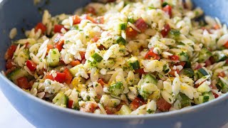 Lemon Orzo Salad  Perfect Summer Salad For BBQs or Potlucks [upl. by Retsim]