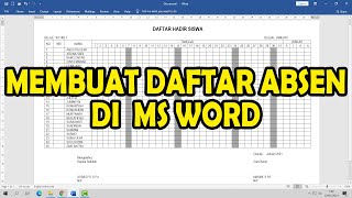 Cara Membuat Daftar Absen 1 Bulan di Ms Word [upl. by Raynor293]