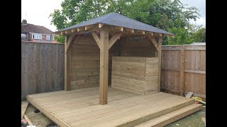 Wooden Gazebo Garden Bar build [upl. by Eiramaliehs]