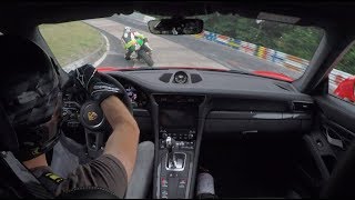 Porsche 9912 GT3RS amp FAST BIKER on Nordschleife [upl. by Eelarbed]