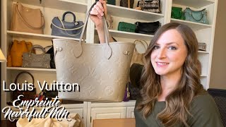 Unboxing and Mini Review Louis Vuitton Empreinte Neverfull MM Turtledove [upl. by Eneroc]