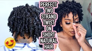 PERFECT TWO STRAND TWISTS ON SHORT NATURAL HAIR [upl. by Ardnoik]