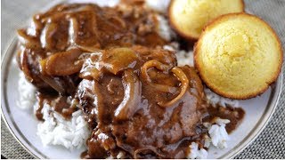 HOMESTYLE HAMBURGER STEAK AND ONION GRAVY RECIPE  EASY COOKING [upl. by Danczyk]