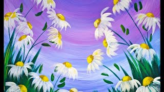 EASY Spring Flowers Acrylic Painting on Canvas for Beginners lovespringart2017  TheArtSherpa [upl. by Aneled]