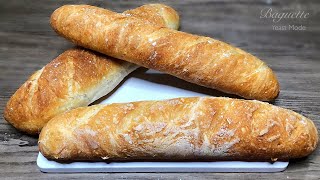 HOMEMADE BAGUETTE  NoKnead French Baguette Bread [upl. by Nesnah]