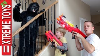 Ethan Vs Cole Nerf Blaster Gorilla Costume Attack Madness [upl. by Zeba144]