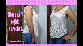 BLUSA EN V TEJIDA A CROCHET crochet tejido tutorial [upl. by Erodavlas]