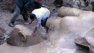 Pharaoh Ramses II statue unearthed in Cairo [upl. by Leahci]