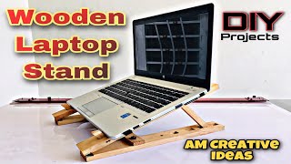 How to Make Wooden Laptop stand at Home  Adjustable laptop stand [upl. by Gunnar]