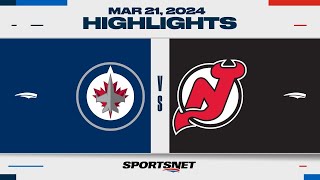 NHL Highlights  Jets vs Devils  March 21 2024 [upl. by Sopher838]