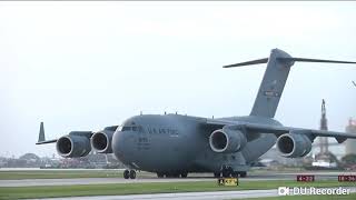 MILITARY PLANE C17 Takes Off From Very Small Airport [upl. by Hajidak466]