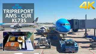 ✈ 4K TRIPREPORT  KLM  Boeing 777300ER  Amsterdam AMS  Curaçao CUR  Economy comfort class [upl. by Ahsema]