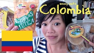 Emmy Eats Colombia  tasting Colombian snacks amp sweets [upl. by Aicirtap911]