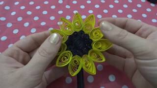 Como hacer un gran girasol de papel  Filigrana Paper quilling sunflower [upl. by Connel]