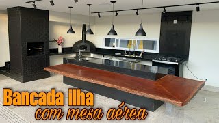 REVESTIMENTO BANCADA ILHA COM MESA AÉREACONSTRUINDO SONHOS com LEONARDO MOTA [upl. by Rebecca]