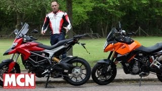 Ducati Hyperstrada vs KTM SMT  Road Test  Motorcyclenewscom [upl. by Giglio]