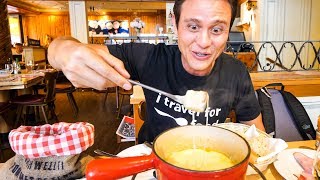 Swiss Food Tour  CHEESE FONDUE and Jumbo Cordon Bleu in Zurich Switzerland [upl. by Elawalo]