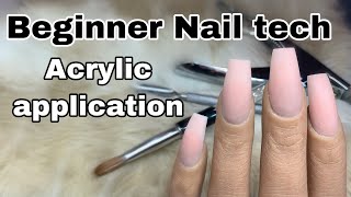 Beginner Nail Tech Tutorial  How To Acrylic Application [upl. by Eytak]