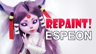 Repaint Espeon Pokemon Eeveelutions Custom OOAK Monster High Doll [upl. by Lleksah172]