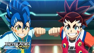 Hyuga and Lain vs Hikaru and Aiger  Beyblade Burst Surge  Disney XD [upl. by Josias]