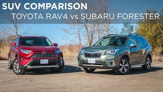 SUV Comparison  2019 Toyota RAV4 vs 2019 Subaru Forester  Drivingca [upl. by Kcirddahc25]