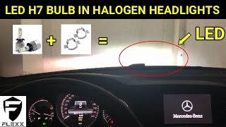 MERCEDES HOW TO PART 1 INSTALL H7 LED BULB amp RETAINER BRACKET IN HALOGEN HEADLIGHTS [upl. by Notnyw]