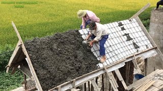 How To Building A Concrete Sloping Roof Easily  Construction A Traditional Slope [upl. by Johm485]