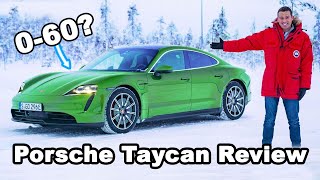 Porsche Taycan 4S amp Turbo S review launched snowdrifted range and TOILET tested [upl. by Amitak640]