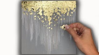 Abstract Acrylic Painting Technique Using Gold Leaf [upl. by Calvina932]