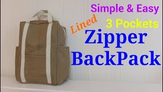 【DIY】3ポケット2wayバックパック3 Pockets Lined 2wayZipper BackPack [upl. by Amilas280]