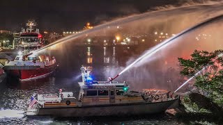 RARE FDNY Fireboats Battle Massive Fire in Vacant Factory Brooklyn 2nd Alarm Box 3842 [upl. by Reel966]