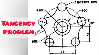 TANGENCY PROBLEMS in  Technical drawing  Engineering drawing [upl. by Quinby]