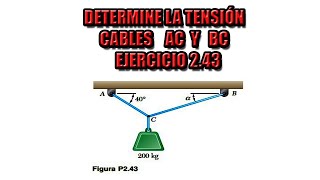 Determine La Tension Necesaria En Los Cables  Ejercicio 243 Beer [upl. by Cyndia663]