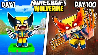 I Survived 100 Days as WOLVERINE in Minecraft [upl. by Eladal]