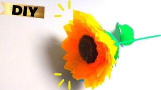 Como hacer un girasol de papel crepe [upl. by Annayoj]